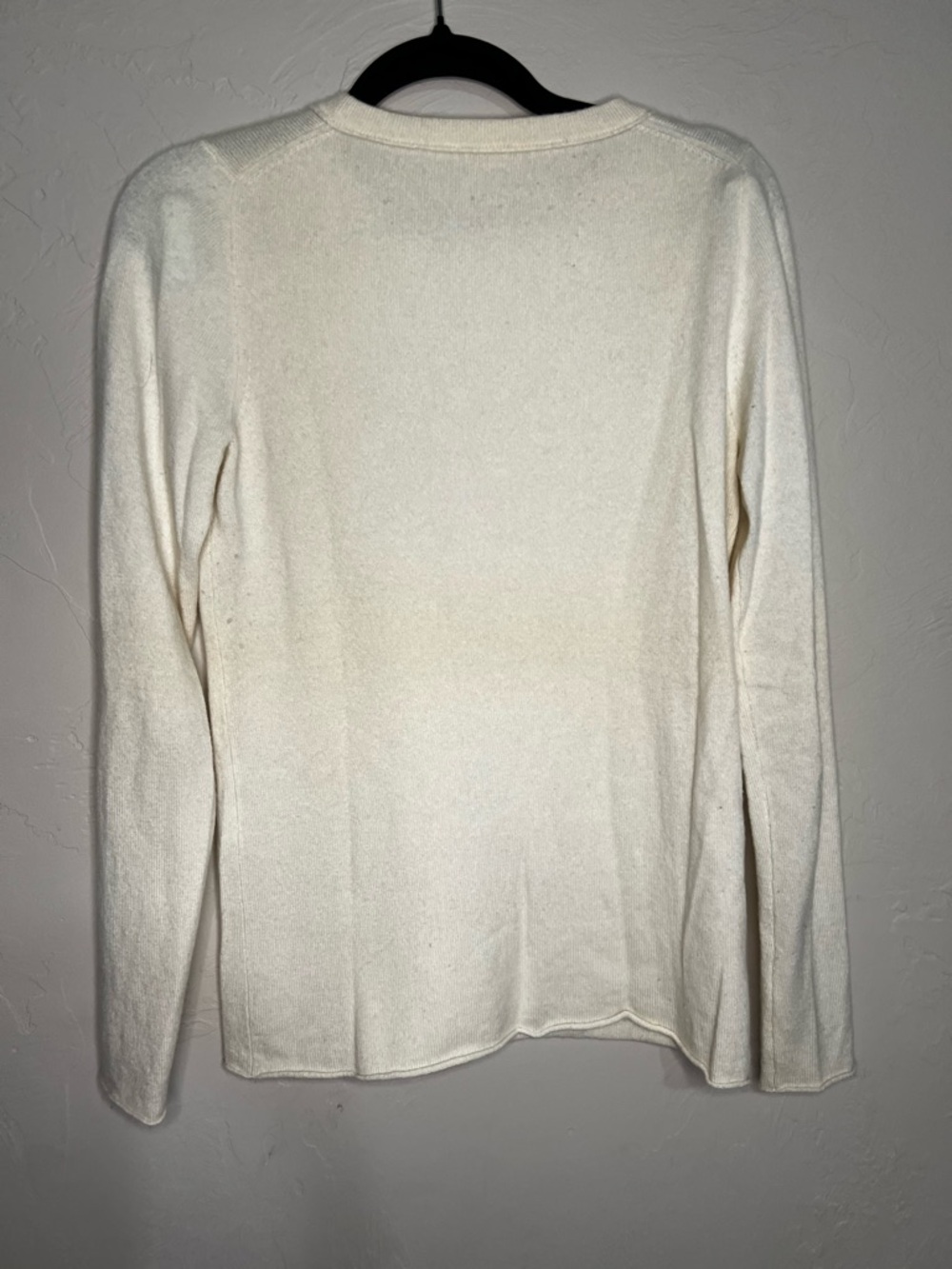 J.Crew 100% Cashmere Cream Crewneck Rolled Hem Preppy Lightweight Soft Sweater - Picture 6 of 9
